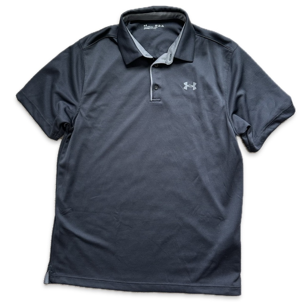 EUC Under Armour Gray Performance Polo Shirt Moisture-Wicking Athletic
